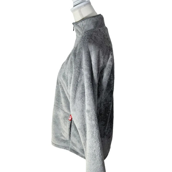 The North Face Mossbud Acadia Grey Fleece Fuzzy Quarter Zip Jacket Coat L - Picture 4 of 9